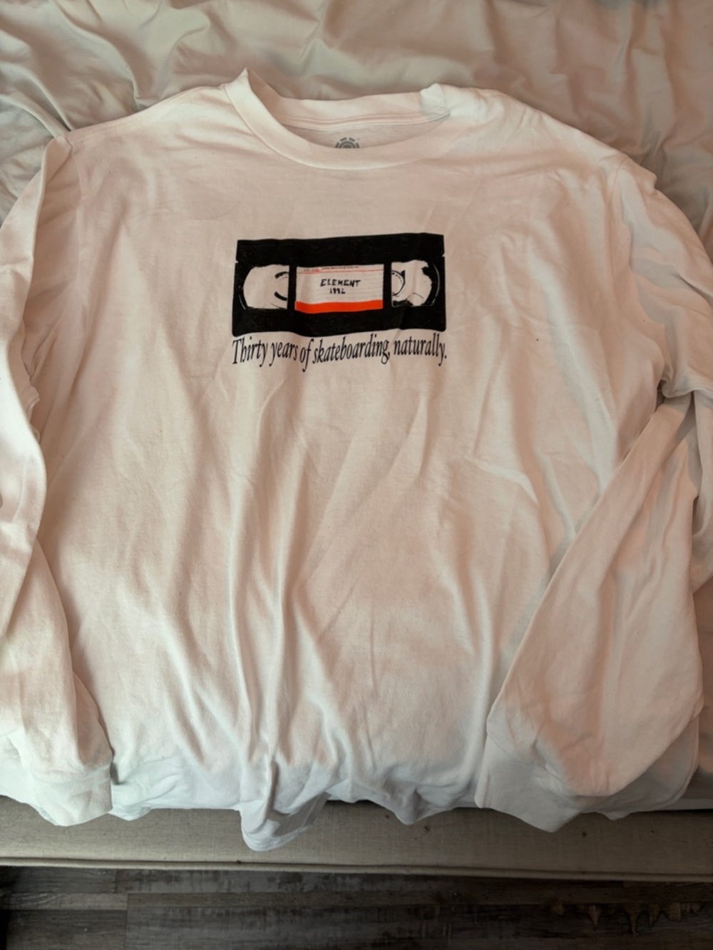 Element White Long Sleeve Tee with Skate VHS Graphic
